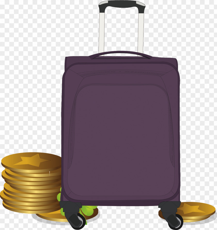 Database Gold Purple Suitcase Vector Material Hand Luggage PNG