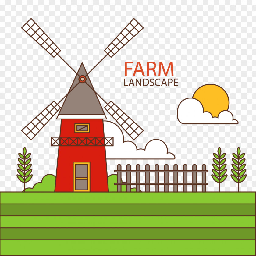 Farm Wind Mill Vector Graphics Windmill Image Design PNG