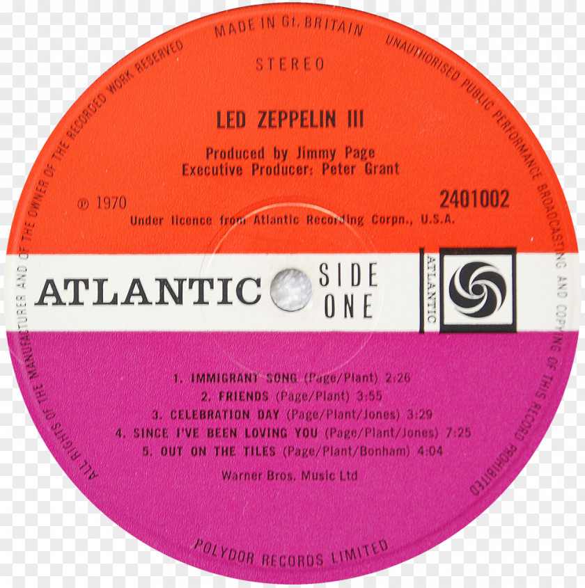 Yes Led Zeppelin III Atlantic Records Phonograph Record Time And A Word PNG