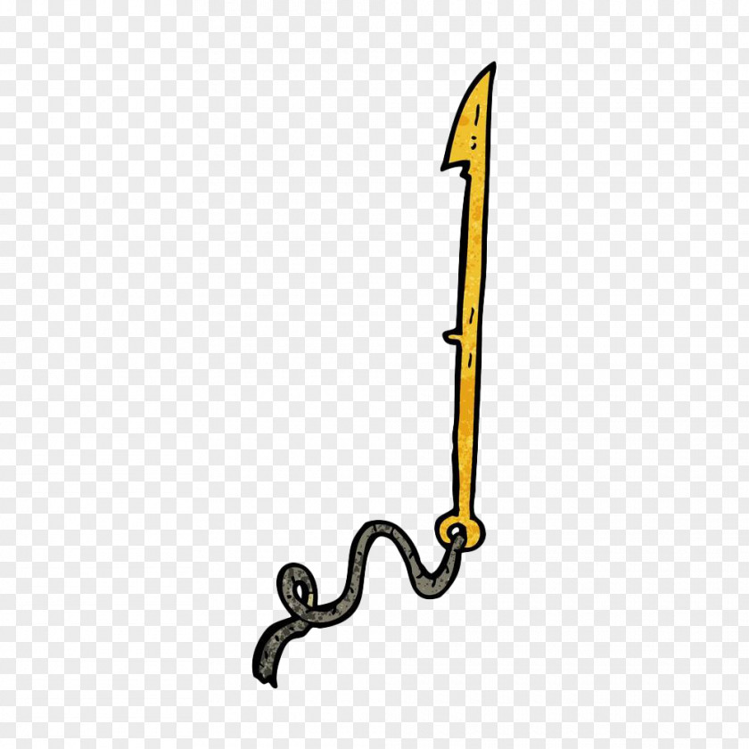 Hand Painted Gold Spear Harpoon Whaling Clip Art PNG