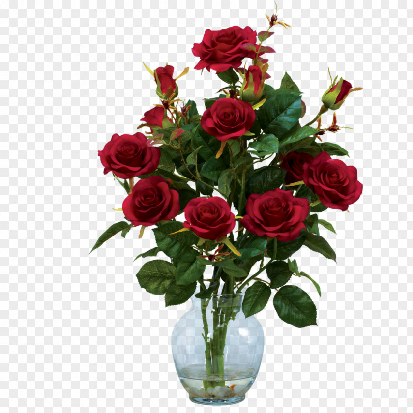Rose Flower Vase Artificial Floral Design PNG