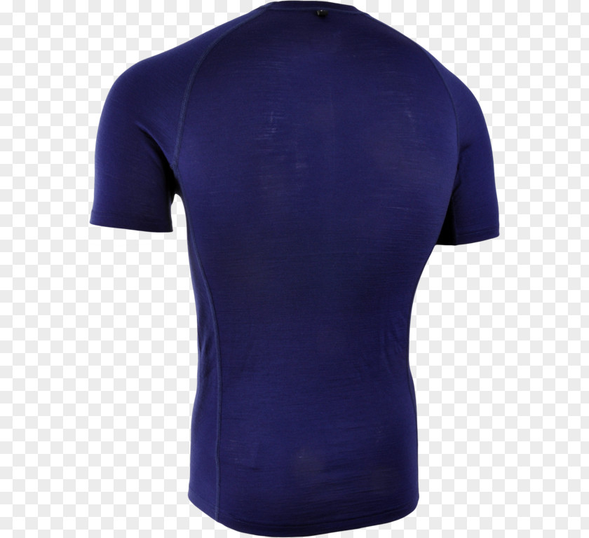 T-shirt Merino Active Shirt Cobalt Blue Shoulder PNG