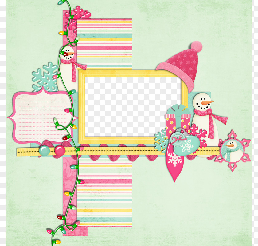 Winter Pink Snowman Frame Picture Illustration PNG