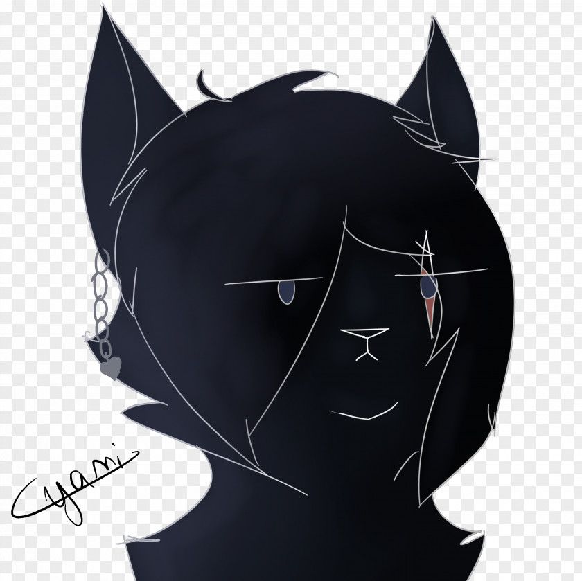 Cat Whiskers Snout Character Black M PNG