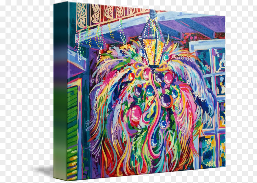 Mardi Gras Poster Psychedelic Art Gallery Wrap Acrylic Paint Modern PNG