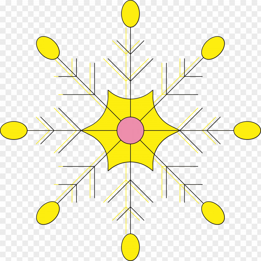 Yellow Line Symmetry Circle Pattern PNG