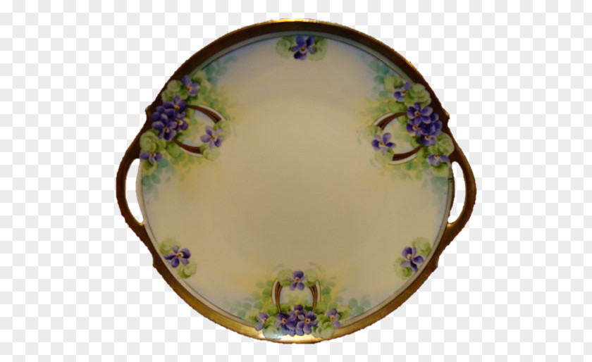 Hand-painted Cake Plate Platter Porcelain Tableware Oval PNG