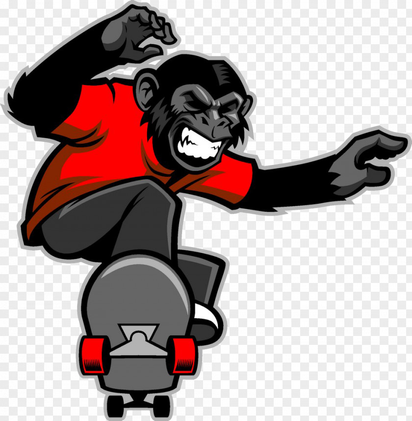 Skateboarding Monkey Cartoon PNG