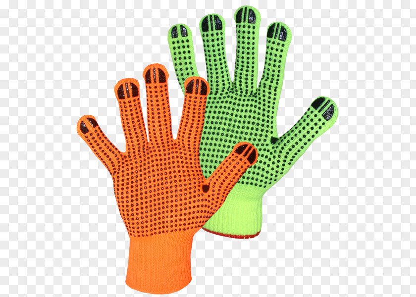 Vis With Green Back Finger Knitting Glove High-visibility Clothing Palm PNG