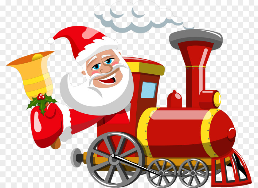 Santa Claus Train Gift Christmas Clip Art PNG