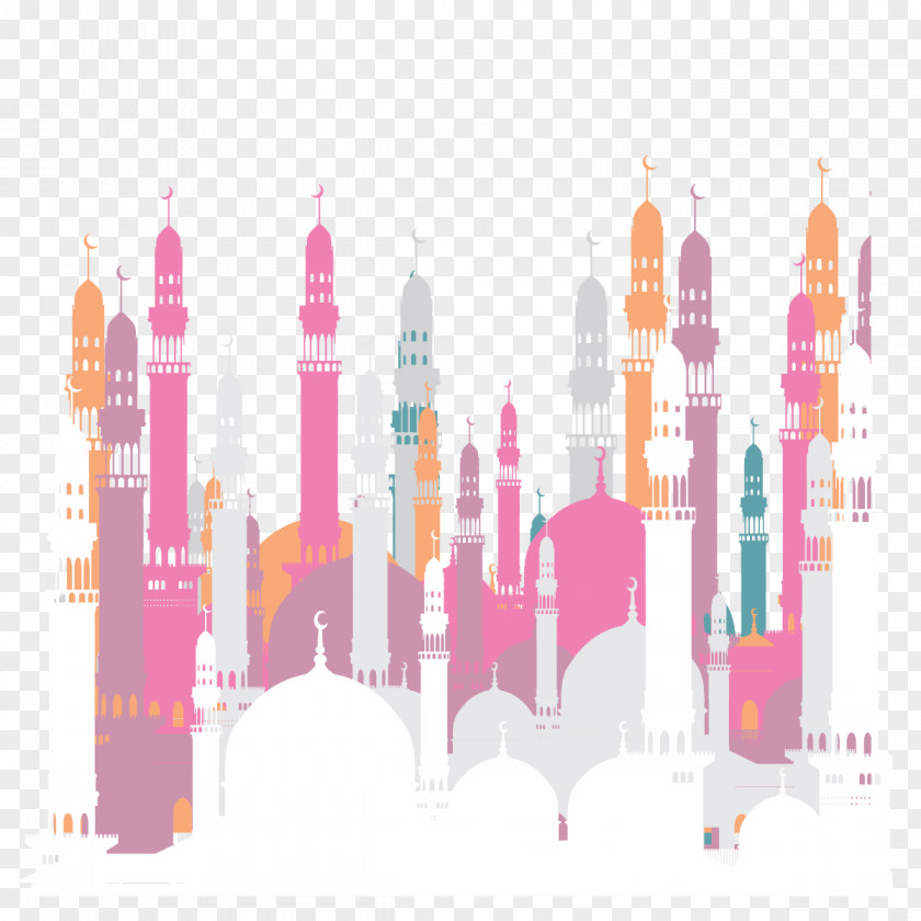 Skyscraper Cityscape Islamic Background Design PNG