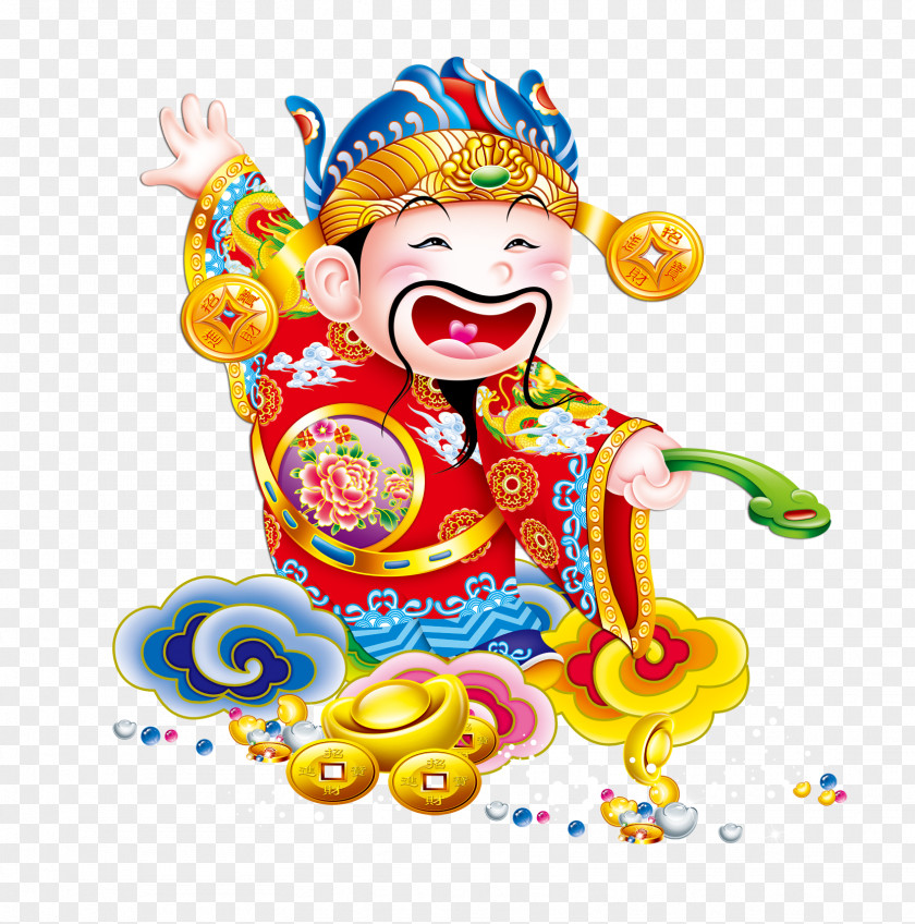 Cartoon God Of Wealth Lunar New Year Caishen Chinese PNG