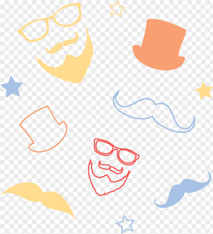 Floating Hat Beard Glasses Clip Art PNG
