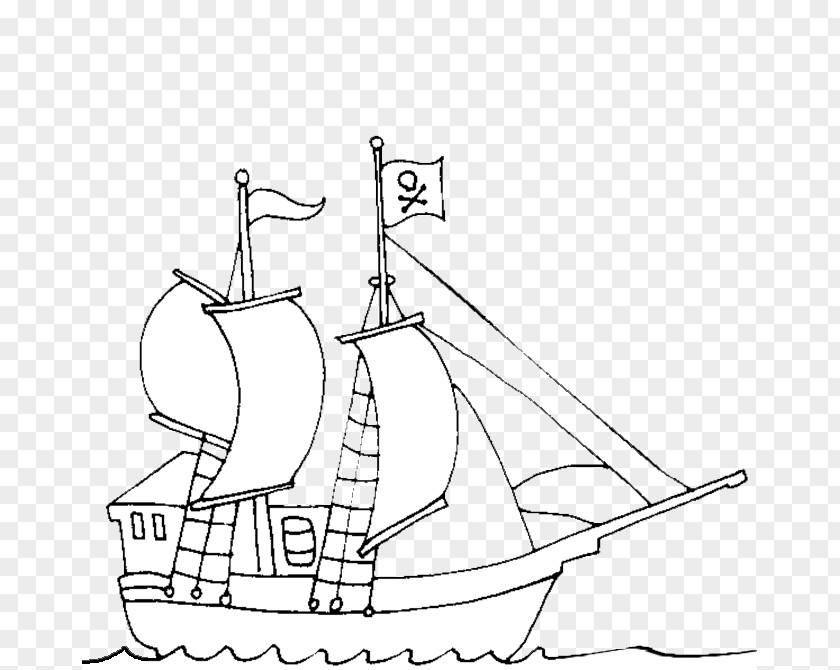 Ship Piracy Coloring Book Template Clip Art PNG