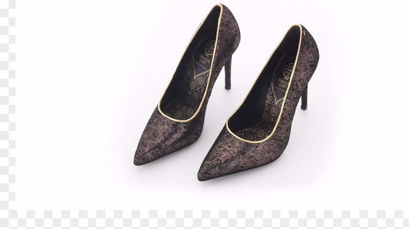 Gold Stripes High-heeled Shoe Product Design PNG