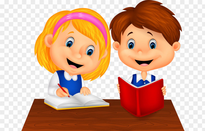 Cartoon Study Skills Illustration PNG skills Illustration, boy reading a little girl, and girl illustration clipart PNG
