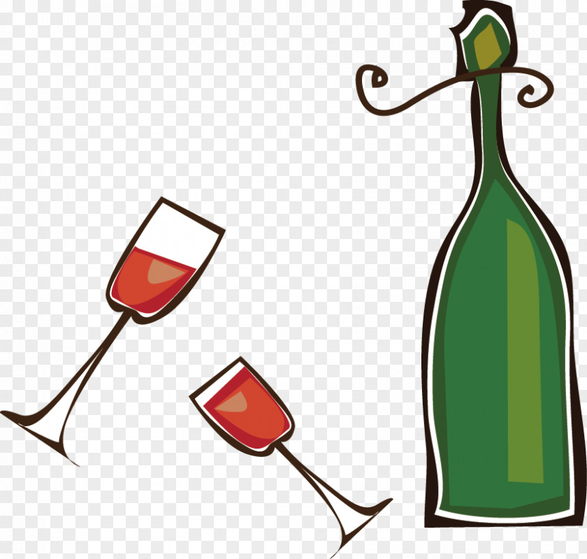 Two Glasses Of Red Wine Glass Bottle Clip Art PNG