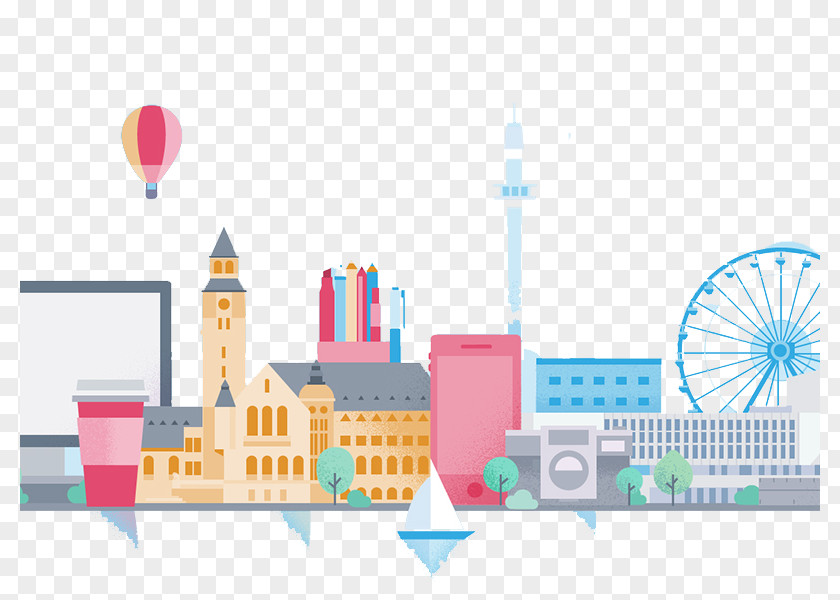 Flat Cartoon City Buildings The Architecture Of Building Graphic Design PNG