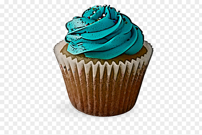 Muffin Dessert Cupcake Baking Cup Buttercream Turquoise Icing PNG