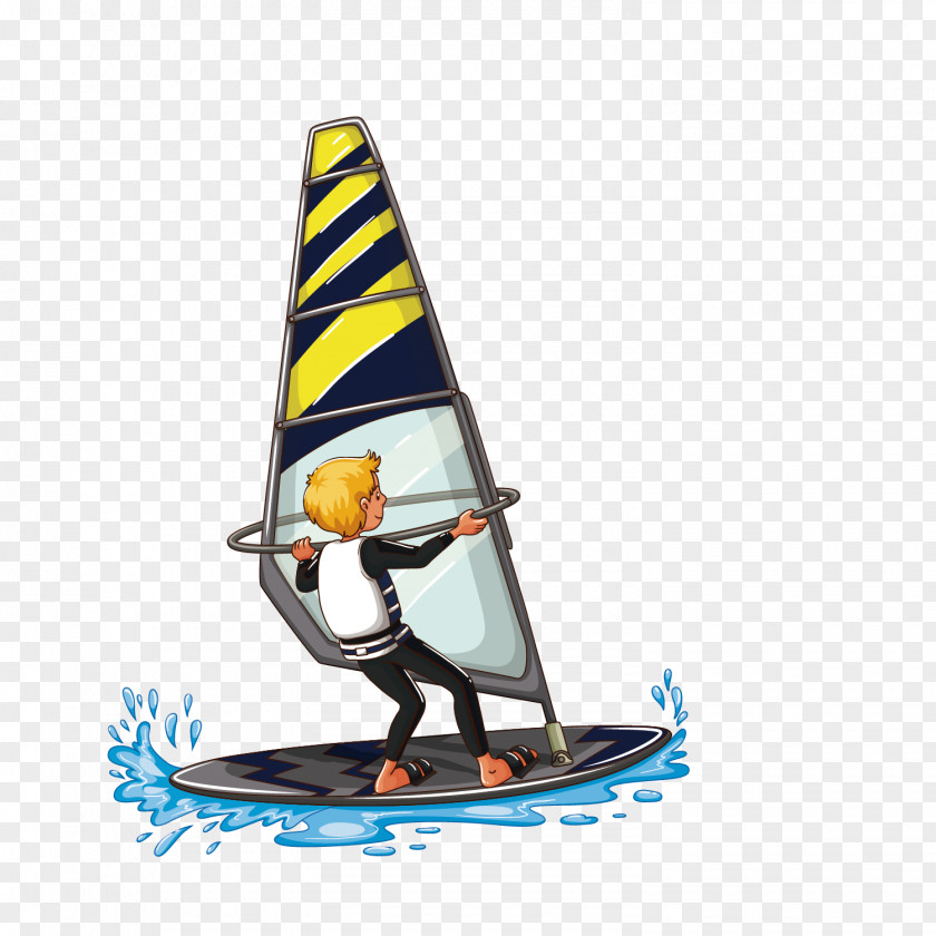 Vector Cartoon Boy Sailing Exercise Sport Water Polo Clip Art PNG