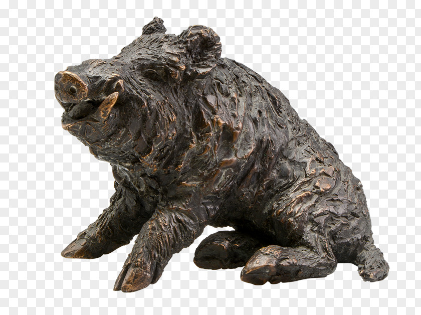 Boar Wild Sitzender Keiler Sculpture Statue Bronze PNG