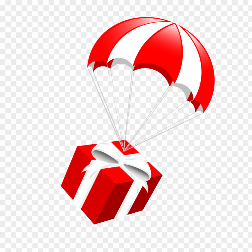 Parachute With A Gift Santa Claus Clip Art PNG