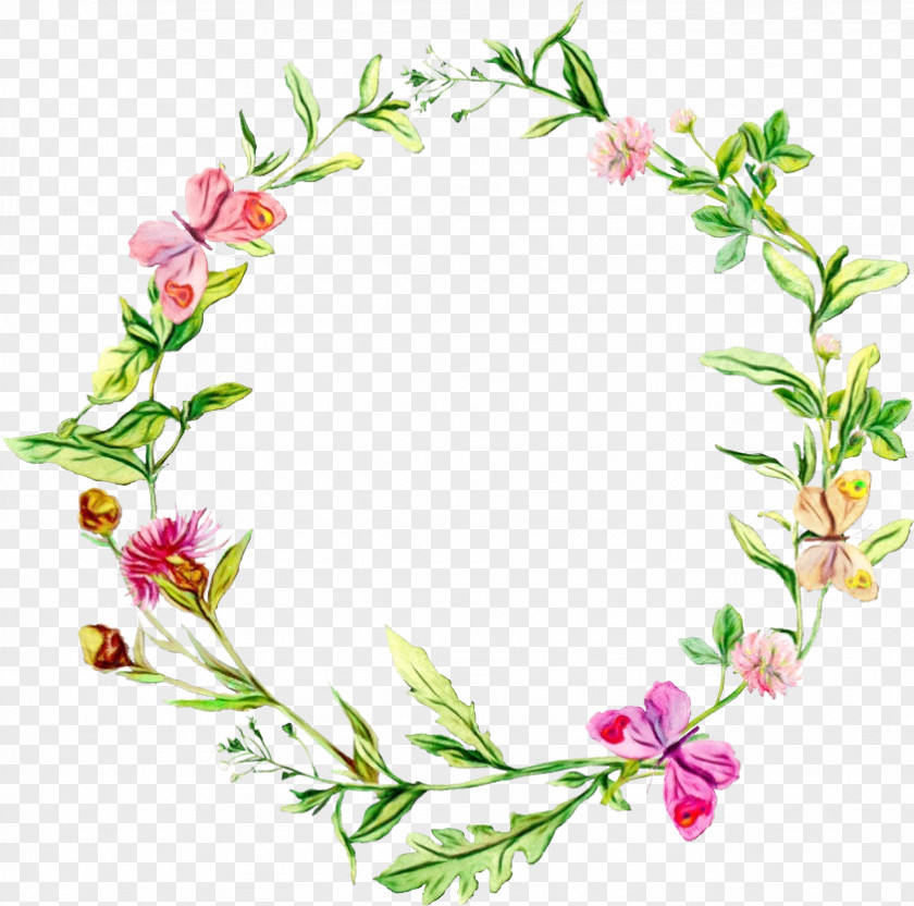 Wildflower Lei Watercolor Wreath Background PNG