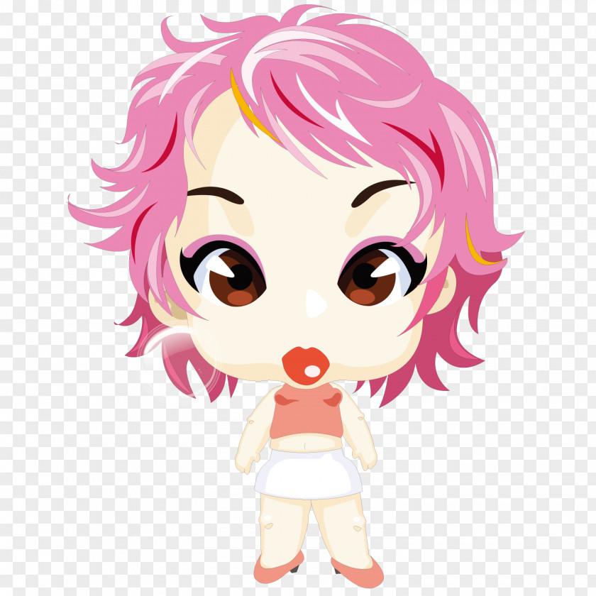 Pink Hair Child Cartoon Adobe Illustrator Illustration PNG