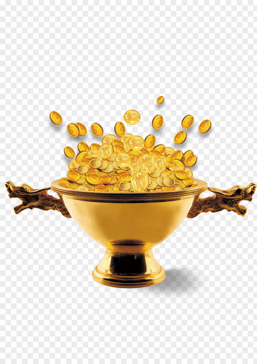 Bowls Of Gold Coins Coin Download Template PNG