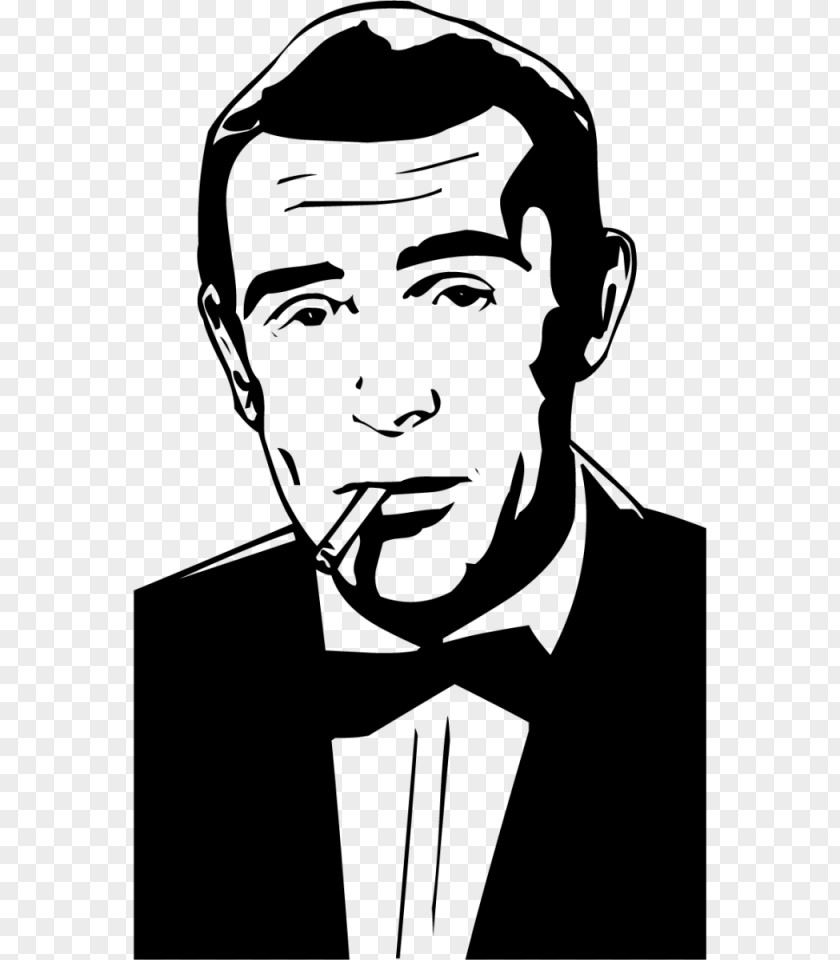 Sean Connery Silhouette Stencil Clip Art PNG