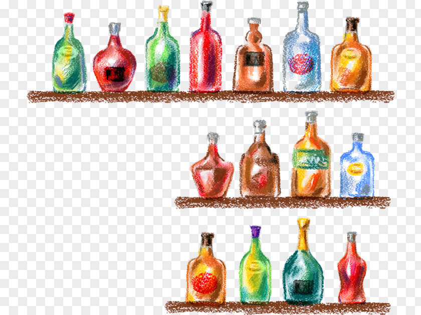 Cartoon Painted Bottle Wine Rack Alcoholic Drink PNG