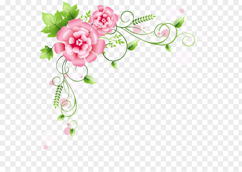 Pink Frame Decorated With Flowers Flower Picture Rose Clip Art PNG