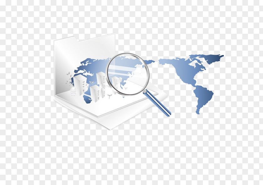 Vector Map And A Magnifying Glass Earth World Projection PNG