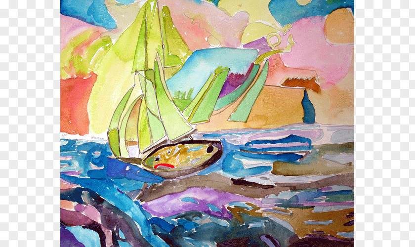 Watercolor Sailing Boat Painting Sailboat Acrylic Paint Art PNG