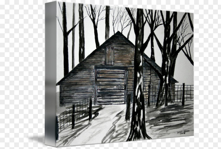 Watercolor Barn Gallery Wrap House Canvas Architecture PNG