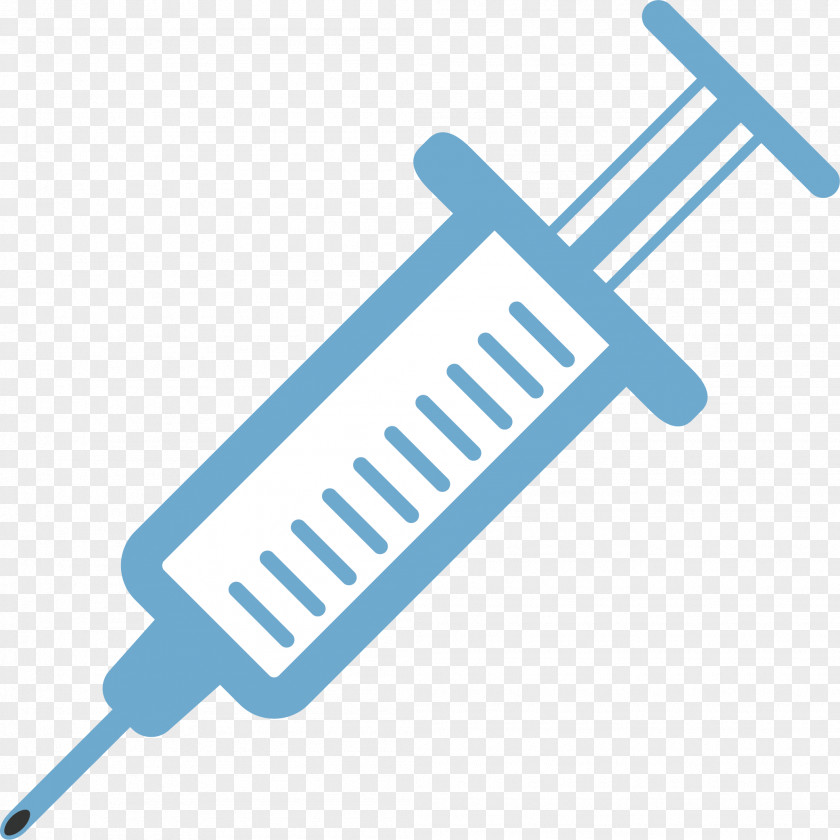 Blue Syringe Injection Cartoon PNG