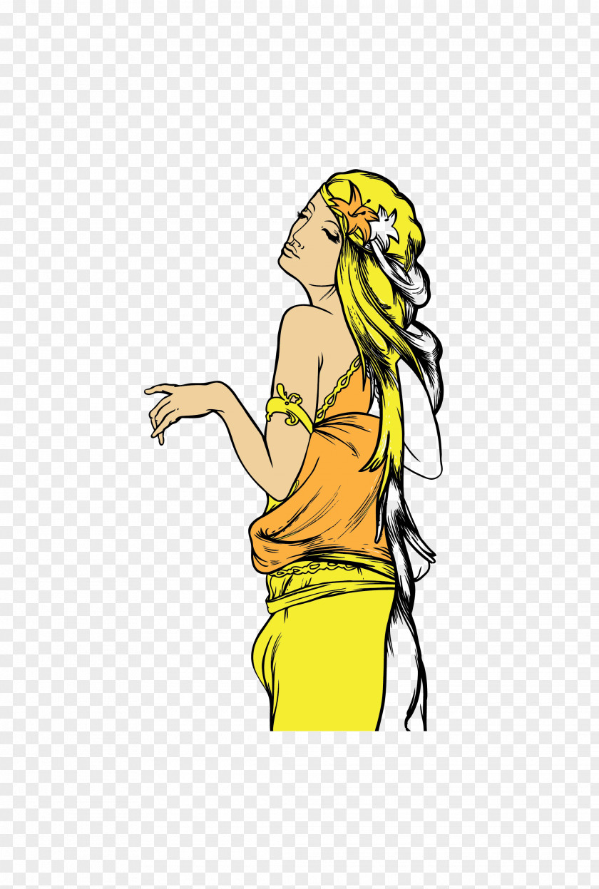 Vector Yellow Exotic Goddess Euclidean Clip Art PNG