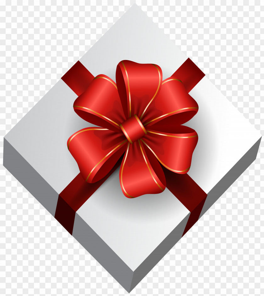 White Gift Box With Red Bow Clip Art Image Wrapping Christmas Day Ribbon PNG
