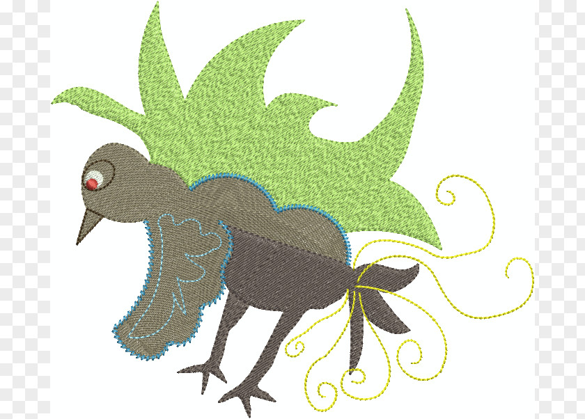 Embroidery Stitch Clip Art Illustration Fauna Leaf Legendary Creature PNG