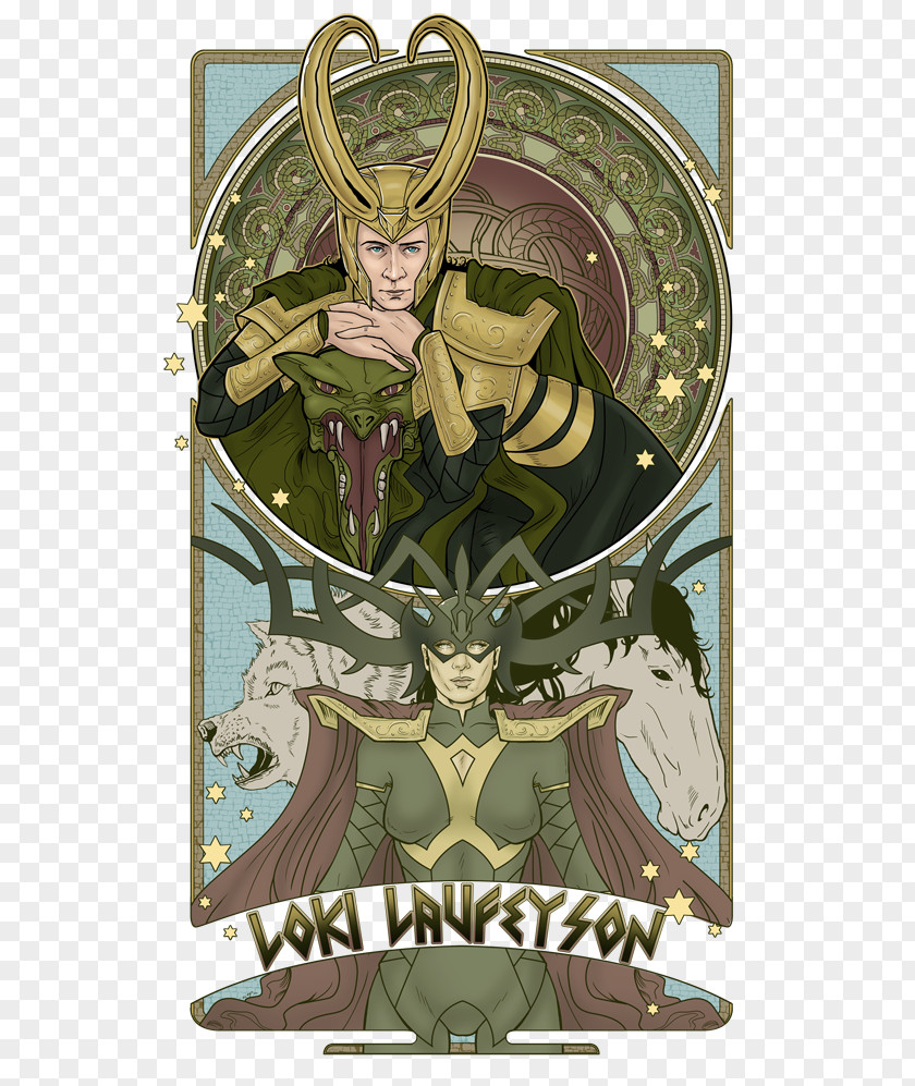 Loki Art Nouveau Poster PNG