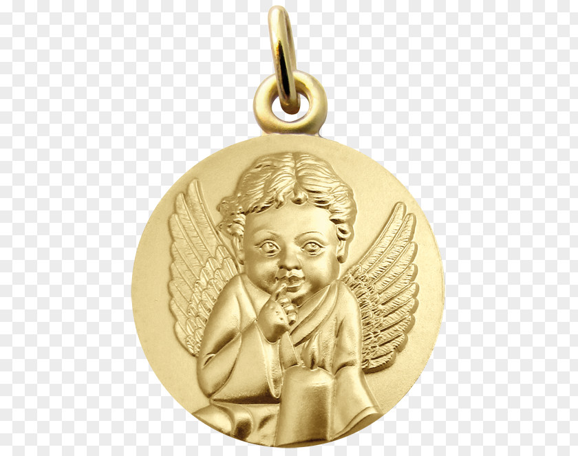 Medal Gold Locket Angel PNG