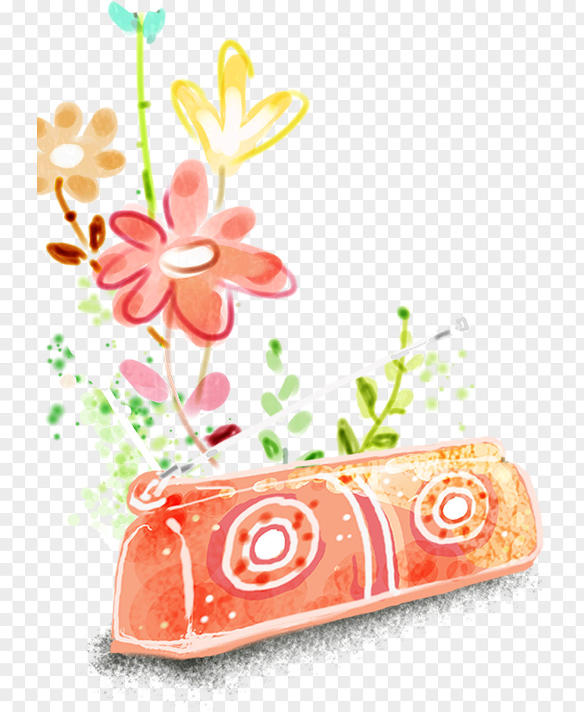The Flowers On Bag Paper Watercolor Painting PNG