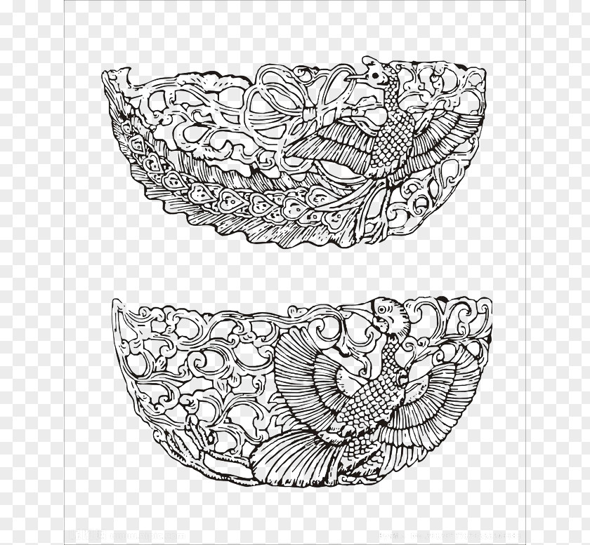 Qing Dynasty Court Dress Peacock Pattern Black And White Peafowl Designer PNG