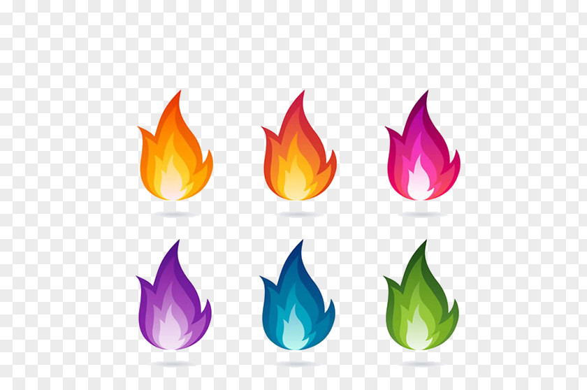 Six Color Buckle Creative Flame Free PNG