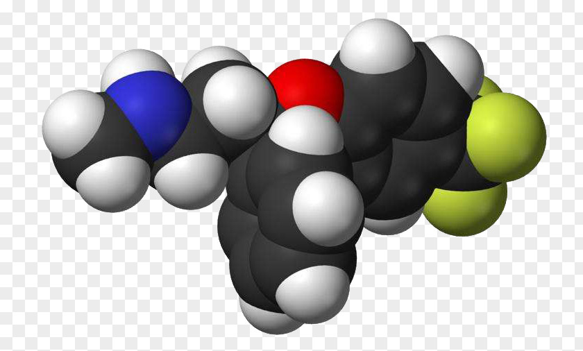 Molecular 3D Model Fluoxetine Antidepressant Selective Serotonin Reuptake Inhibitor Pharmaceutical Drug Major Depressive Disorder PNG