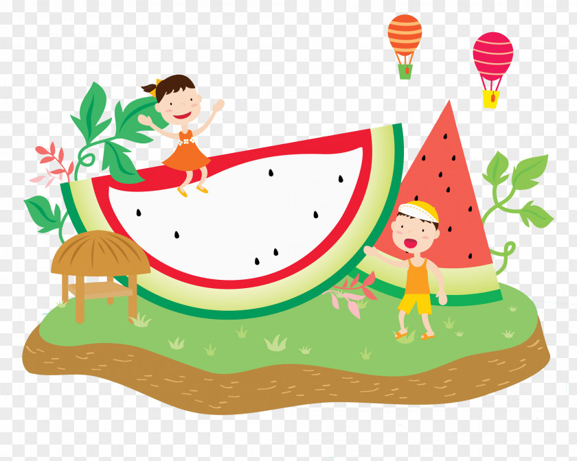 A Child Sitting On Watermelon Clip Art PNG