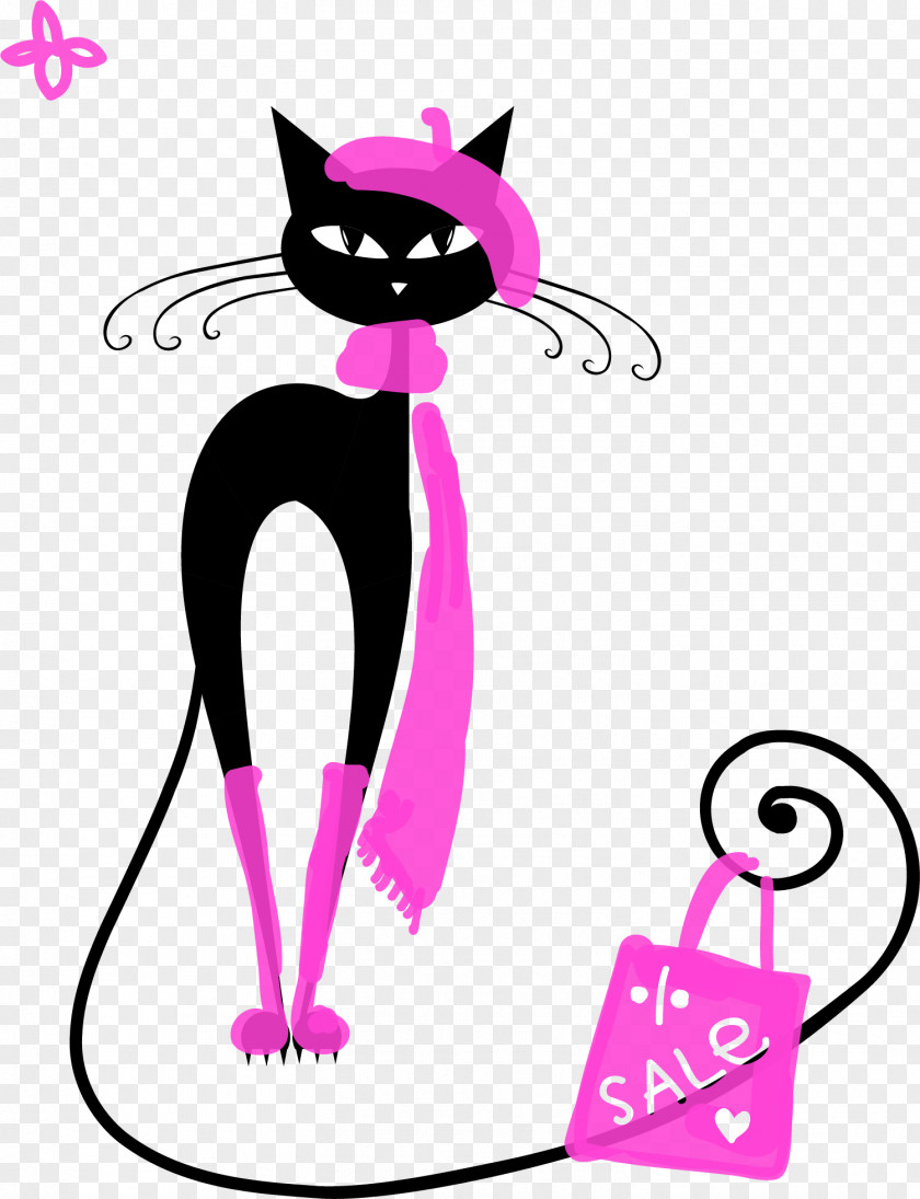 Creative Black Cat Siberian Kitten Illustration PNG