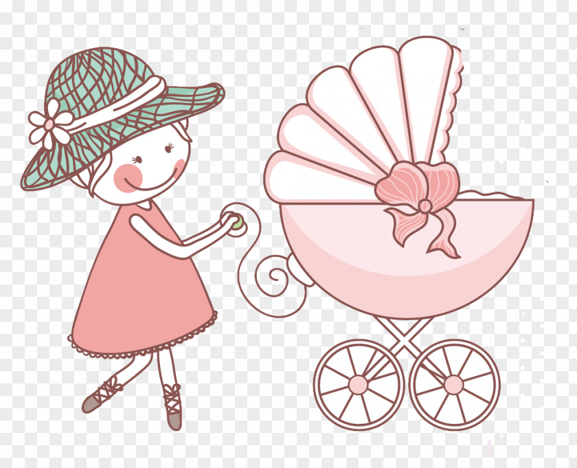 Maternal And Child Elements Infant Baby Transport Blue Buggy Shower PNG
