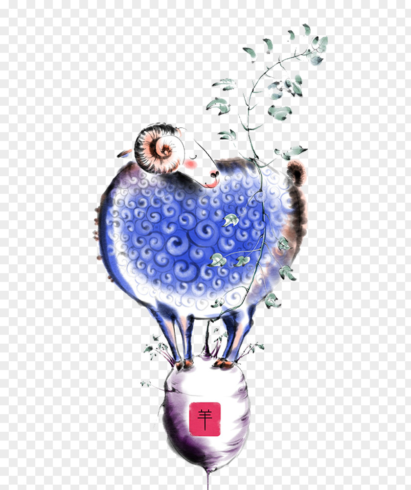Blue Roll Angle Sheep Illustration PNG