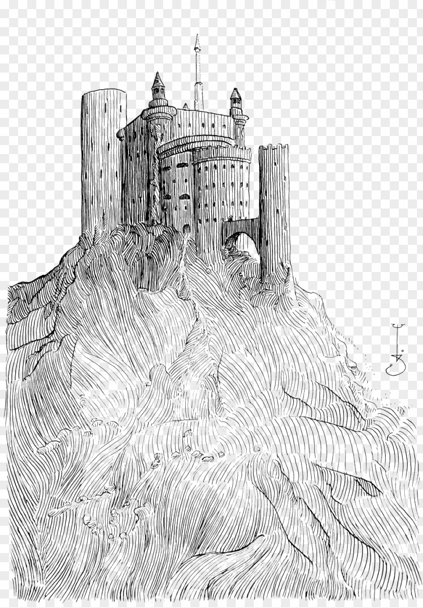 Hand-painted Background Castle Architecture Sketch PNG